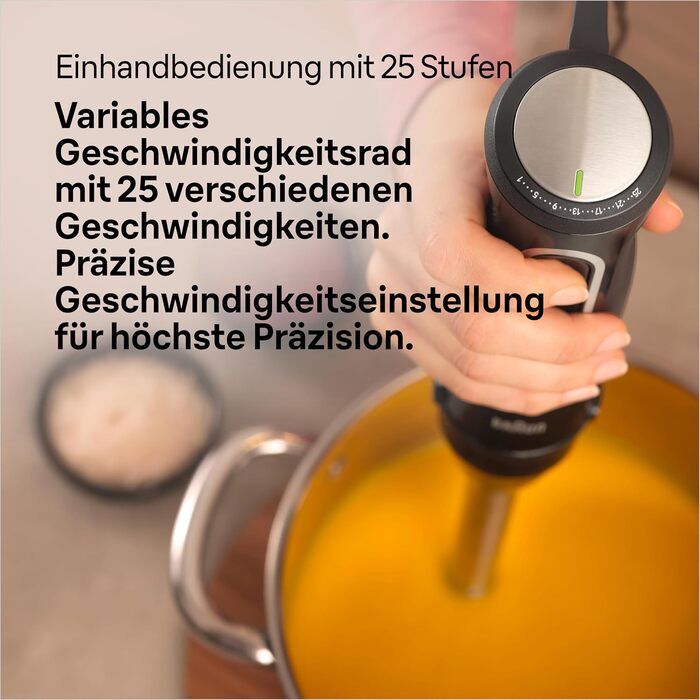 Блендер занурювальний Braun MultiQuick 5 MQ 50236 (білий, 1000 Вт) – з насадками, 21 швидкість, Turbo, нержавіюча сталь, EasyClick, SplashControl