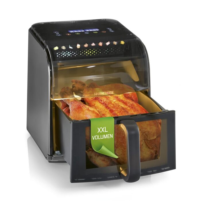 Аерофритюрниця GOURMETmaxx AirGenius 10L з двома камерами по 5л, 10 програм, сенсорний екран, для 8 осіб