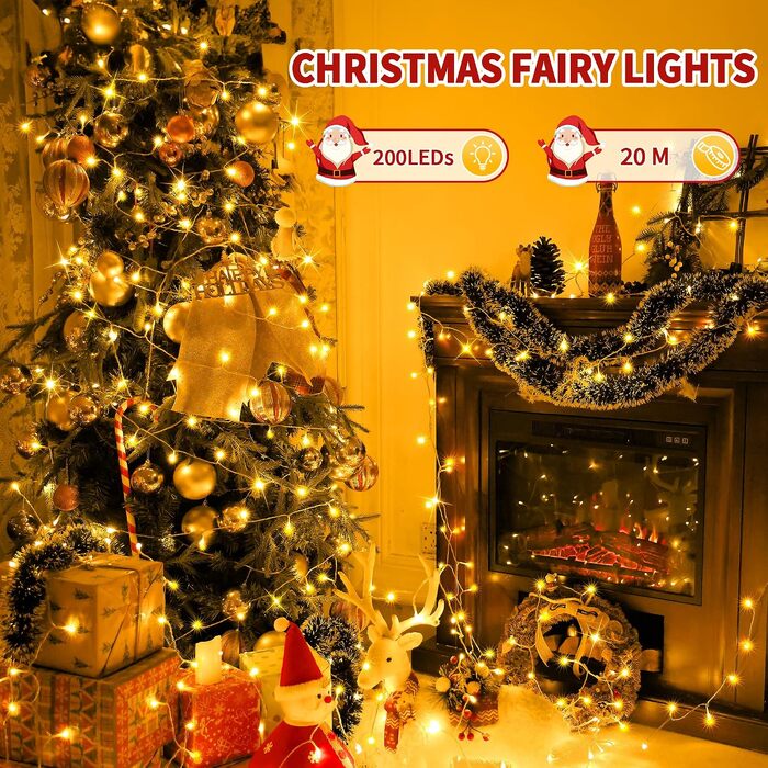Світлодіодна гірлянда Auriostar для вулиці 20м, 200 LED, теплий білий колір, мережева