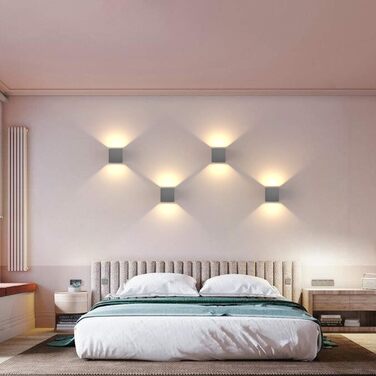 Світильник Klighten 2 шт. LED настінний для дому та вулиці, 12Вт, IP65, тепле світло 3000K, регульований промінь, темно-сірий, для вітальні, спальні, балкона