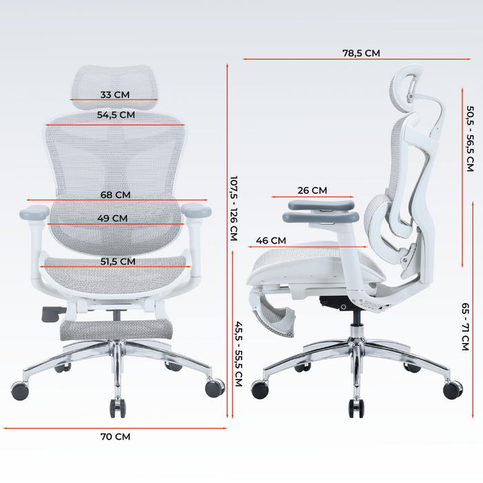 Крісло офісне з підставкою для ніг Sihoo DORO C300L Mesh White with footrest