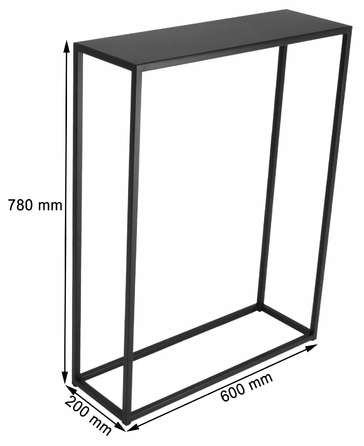 Вузька консоль Loft Metal 60x20x78 см, чорна