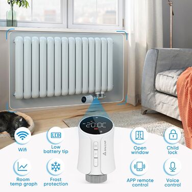 SALCAR Розумний термостат для радіатора WiFi, сумісний з Alexa та Google Home, програмований, Tuya Smart, 3 шт.