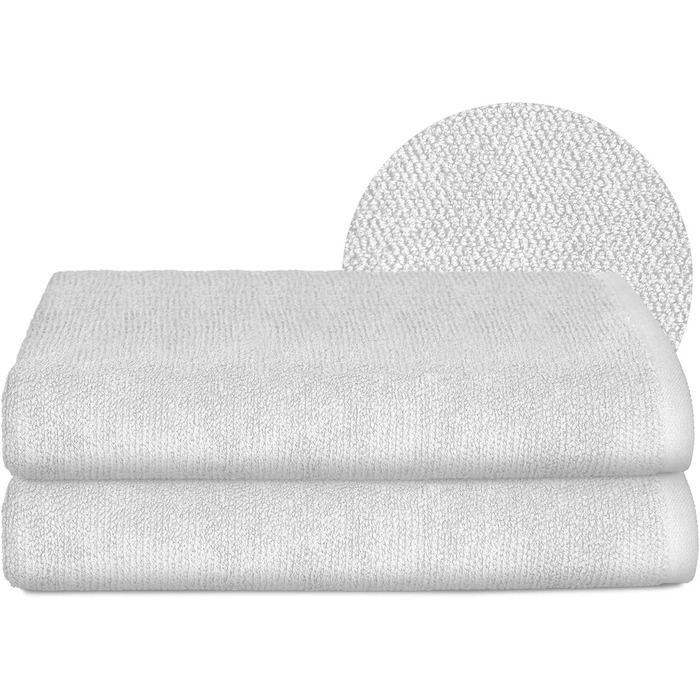 Рушники BEAUTEX Premium, набір 2 шт., 70x140 см, 100% бавовна, європейського виробництва, Oeko-TEX, білі, 550 г/м², махрові для ванної кімнати