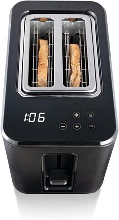 Тостер Cloer 3930 цифровий, 2 скибки, сенсорне керування, 750-900 Вт, таймер, функція розморожування та підігріву, насадка для булочок, 7 ступенів підсмаження, чорний