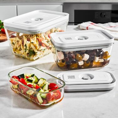 Набір контейнерів для вакуумної упаковки Zwilling Fresh & Save S/M/L (3 шт.), скло, білий