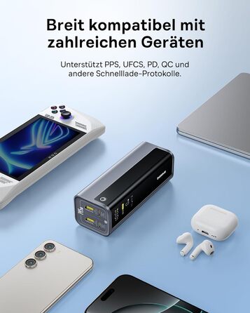 Powerbank Baseus EnerGeek 145W 20800mAh з 2x USB-C PD 3.0 (100W) для ноутбуків, MacBook, iPhone, Samsung, SteamDeck, Digital Display