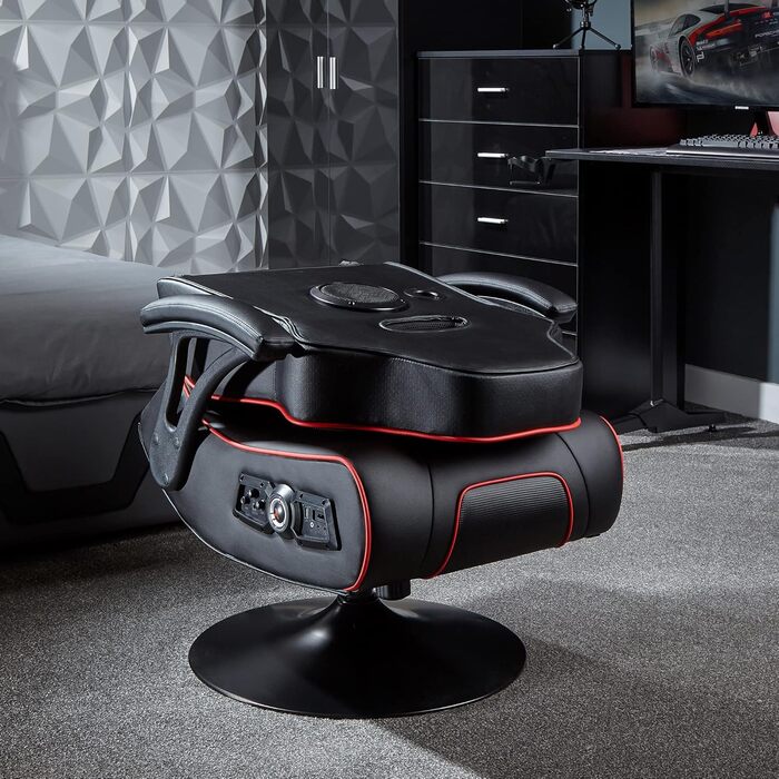 Ігрове крісло X Rocker Torque 2.1 з Bluetooth, вібрацією та аудіосистемою, червоне, педестальне крісло для геймерів та розваг