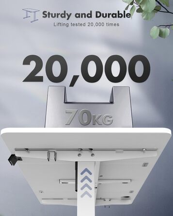 Електричний регульований стіл JUMMICO, 120x60 см, білий, ергономічний комп'ютерний стіл для офісу та дому, стоячий письмовий стіл