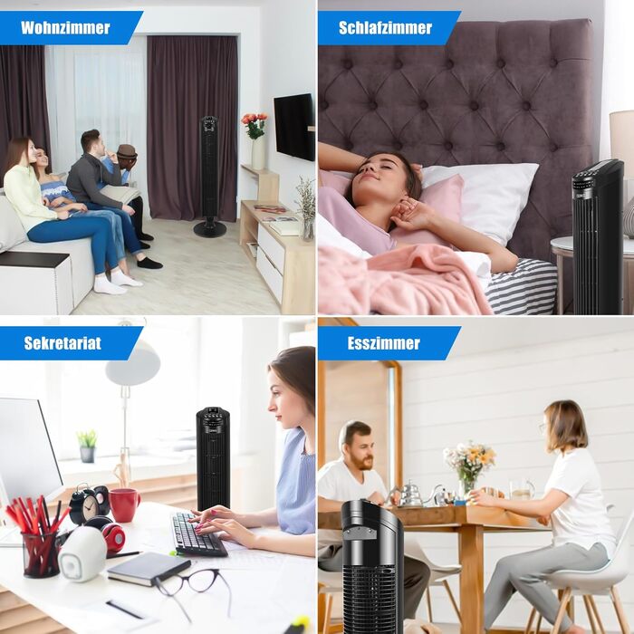 Вежа-вентилятор Turmventilator з пультом, 3 швидкості, авто-функція, 70° осциляція, таймер 7.5 год, електричний, 84 см
