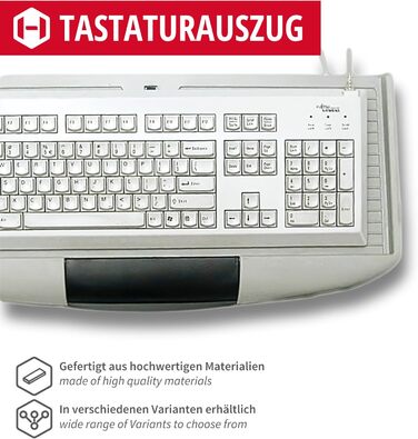 Висувна полиця для клавіатури Gedotec під стіл, сіра - комплект для монтажу | Підставка для клавіатури, висувний лоток, органайзер для робочого столу