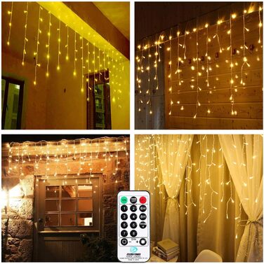 Гірлянда Qedertek на батарейках 20 м, 200 LED, тепле біле світло, з таймером і пультом, водонепроникна, для вулиці та дому, декор ялинки та вечірок