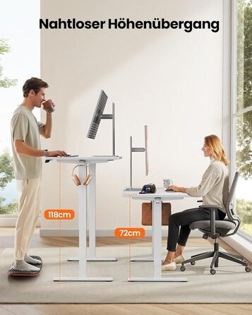Електричний стіл ErGear 140x70 см з регулюванням висоти, 4 пам'яті, геймерський стіл з 4-секційною білою стільницею