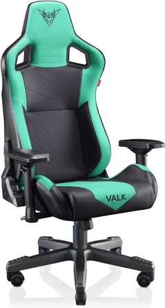 Ігровий крісло VALK Gaia з дихаючою оббивкою, ергономічний офісний крісло, кут нахилу 160º, 4D підлокітники, газліфт Класу 4, професійне геймерське крісло (Aqua Menthe, штучна шкіра)