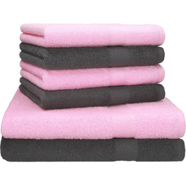 Набір рушників Betz Palermo 6 шт: 2 банних 70x140 см, 4 для рук 50x100 см, сауна, антрацит-рожевий