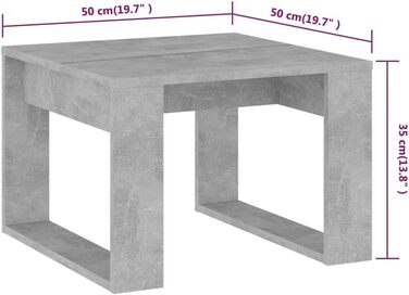 Журнальний стіл vidaXL бетонно-сірий 50x50x35 см, ДСП, для вітальні