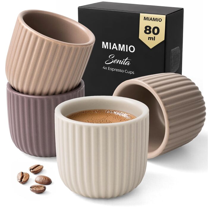 Набір керамічних чашок для кави MIAMIO Senita (Beige Canyon), об'єм 80 мл для еспресо