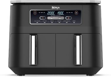 Аерофритюрниця Ninja Foodi Dual Zone 7,6 л, 2 кошики, цифрова, антипригарне покриття, 6-в-1, для 4-6 порцій, чорна (AF300EU)