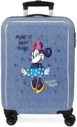 Дитячий валізний кабінний чемодан Disney Minnie Make it Rain Bows, синій, 38x55x20 см, жорсткий пластик, кодовий замок, 34 л, 2 кг, 4 колеса, ручна поклажа