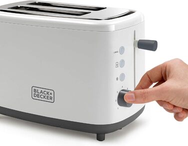 Тостер Black+Decker BXTO820E 820 Вт, 2 широкі екстрадовгі відсіки, 7 режимів, автоматичне центрування, білий пластик