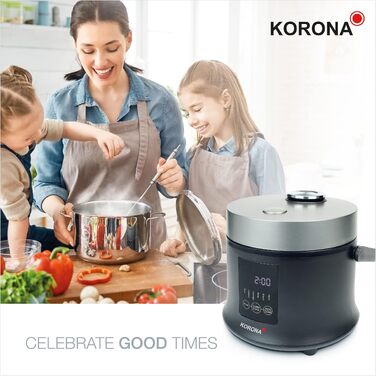 Рисівварка електрична Korona 58011 Reisprofi з функцією підігріву та таймером 24 год | LED-дисплей, знімний контейнер, мірний стакан та ложка