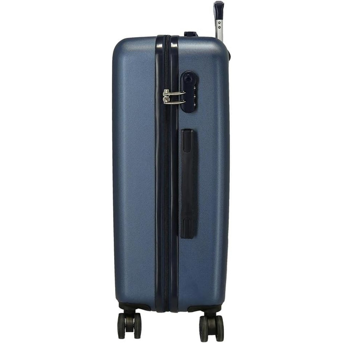 Середній валіз Enso Travel Time, синій, 46x65x23 см, жорсткий пластик, 56 л, 3 кг, з кодовим замком і 4 колесами
