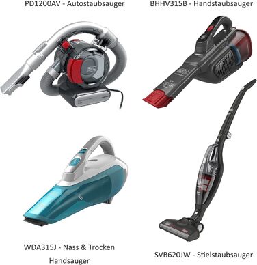Акумуляторний ручний пилосос BLACK+DECKER 12V, безмішковий, циклонний, з довгою та висувною щілинною насадкою, зарядна станція