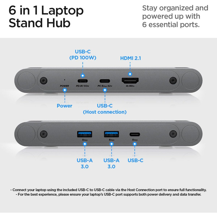 Док-станція та ергономічна підставка для ноутбука Spigen ArcDock 6-in-1: USB-C, HDMI 4K 60Hz, USB-A, для MacBook, iPad Pro Air та ноутбуків до 15.6