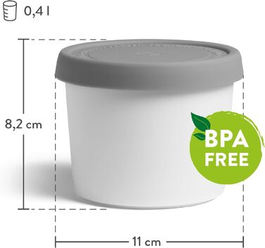 Контейнери для морозива SPRINGLANE, набір 4 шт. 400 мл, сірі, BPA-free, харчовий пластик