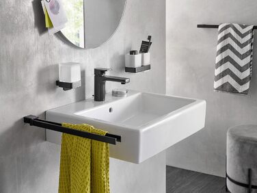 Тримач для зубних щіток Emco LOFT з кришталевим склом, настільний, чорний, з алюмінію, хром, преміум-якість