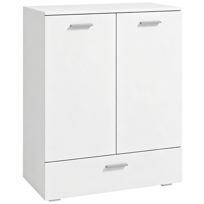 Сучасна бічна тумба (sideboard), окрема шафа для зберігання з шухлядою та регульованою полицею, біла
