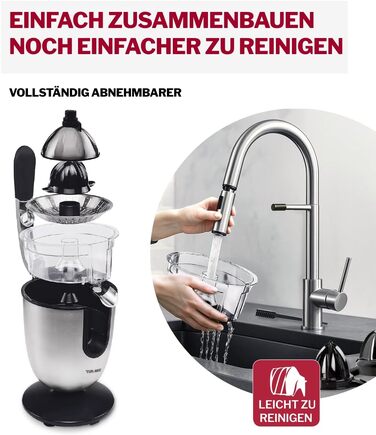 Електрична соковижималка Turmix Multi-Juicer CX 650 для цитрусових з нержавіючої сталі, 2 конуси для апельсинів та лимонів, тиха, посудомийна