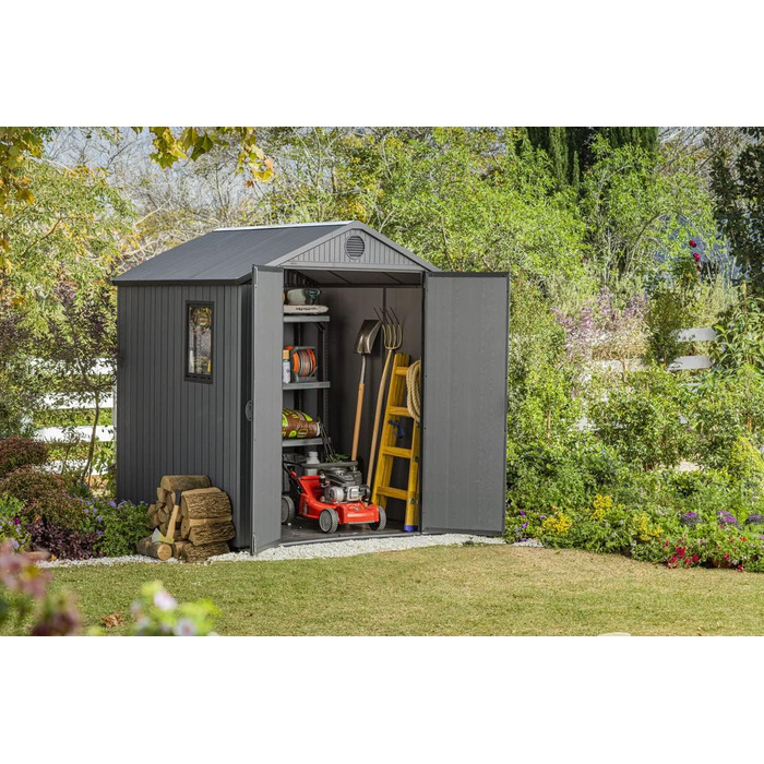Садовий будиночок KETER Darwin 2,8 м² сірий (6x6) з Evotech пластику, з дверима та вентиляцією, 25x184x205 см