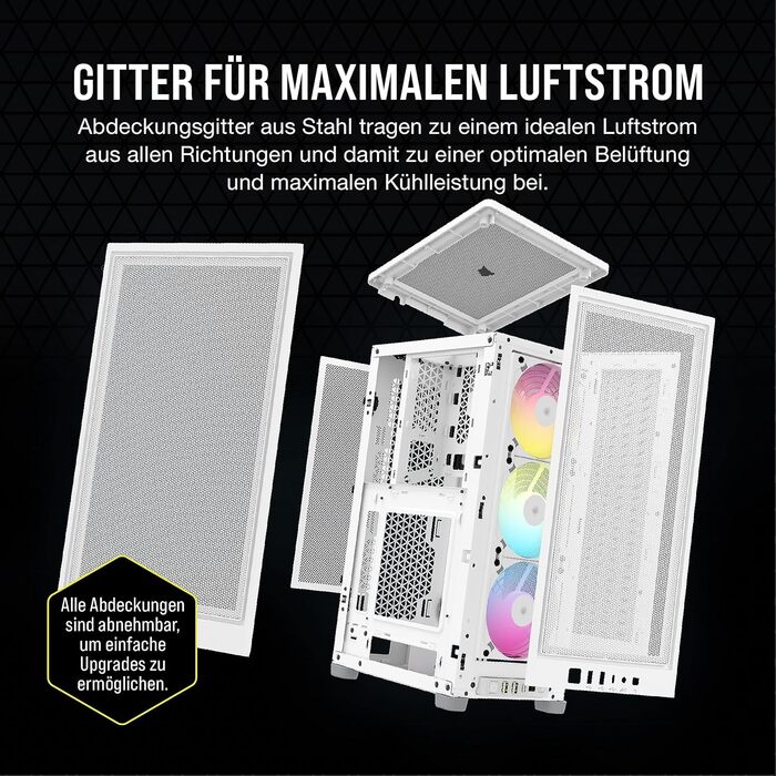 Комп'ютерний корпус Corsair iCUE 2000D RGB Airflow Mini-ITX, білий, сталь, 3 вентилятори AF120 RGB, контролер iCUE Lighting Node Core