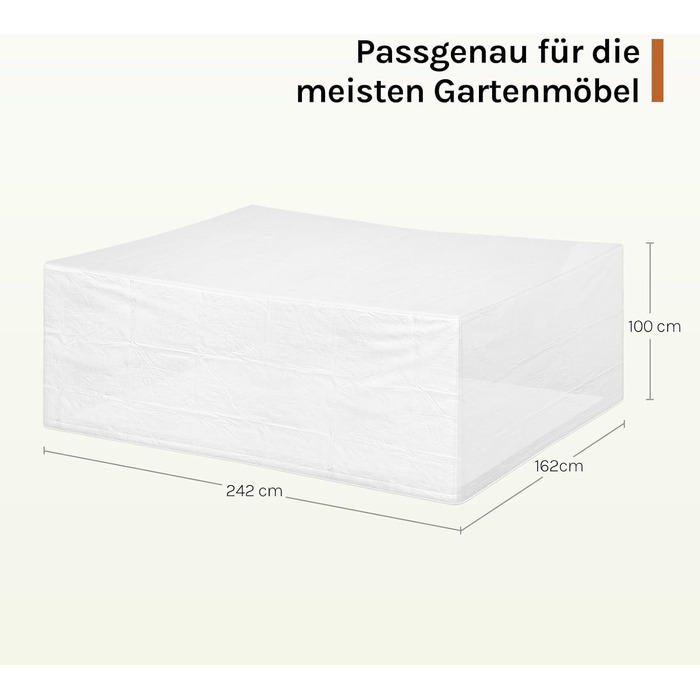 Чохол захисний для садових меблів WOLTU 242x162x100 см, водонепроникний, UV-стійкий, прозорий