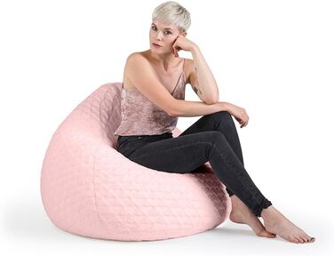 Крісло-мішок Sitting Point FLUFFY HEARTS XL 220 л, 70x110 см, рожеве, плюш