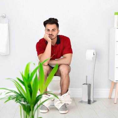 Комплект для туалету Relaxdays WIMEDO, кутовий, 71x20x20 см, тримач для туалетного паперу та щітки з нержавіючої сталі з покриттям, мідний, підлоговий