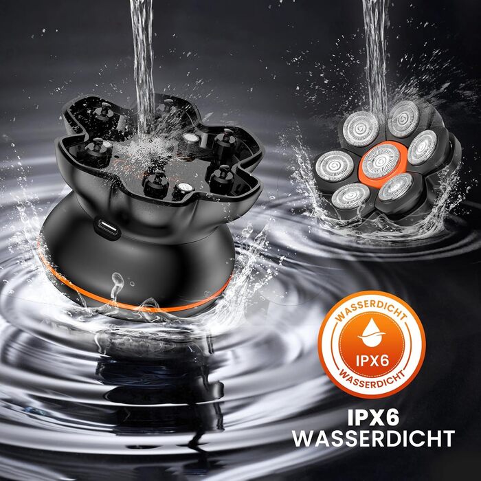 Машинка для гоління голови MAXGROOM Herren 7D, водонепроникна IPX6, з USB-C зарядкою, чорна