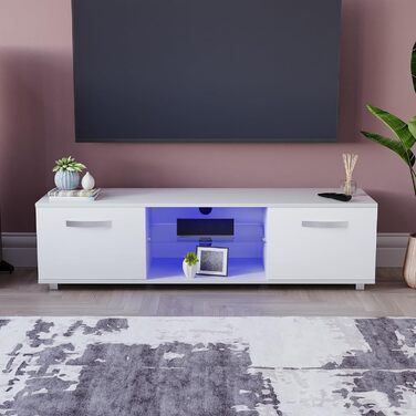 ТВ-тумба Vida Designs Cosmo, ДСП, біла, 140 см, з LED-підсвіткою