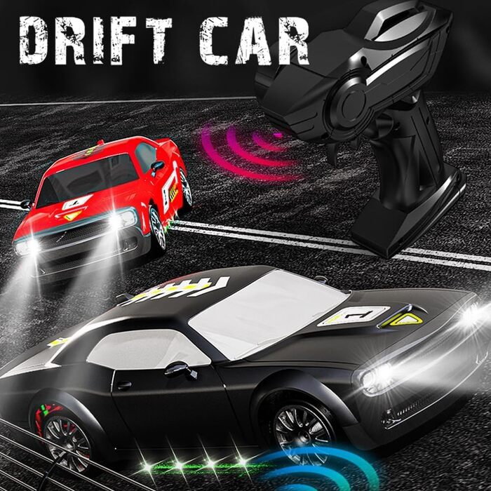 RC Дрифт-кар 1:20 для дітей, 2.4Ghz, LED, 15км/год, 4WD, чорний + 2 батарейки