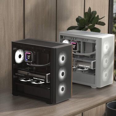 Корпус для ПК AeroCool D301A, ігровий Mid-Tower, оптимізований повітряний потік, дерев'яна Mesh-панель, 4 RGB-вентилятори, USB Type-C, сумісний з ASUS/MSI M-ATX, чорний