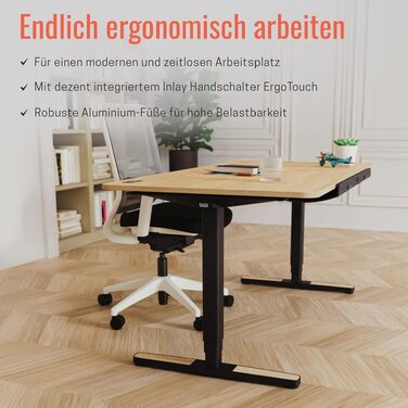 Ергономічний електричний стіл Yaasa Desk Pro з регулюванням висоти, білий/білий, 200x80 см – стіл для офісу та дому, вантажопідйомність 120 кг