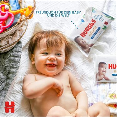 Дитячі вологі серветки Huggies Natural Biodegradable Sensitive, біорозкладні, для чутливої шкіри, велика упаковка (8х48 шт)