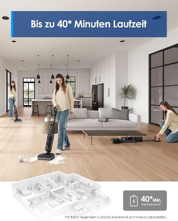 Tineco Floor ONE i6 Stretch: Акумуляторний миючий пилосос 2-в-1 з гарячим повітрям для сухого та вологого прибирання, 20 кПа, для шерсті тварин