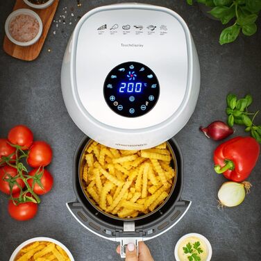 Фритюрниця з гарячим повітрям MONZANA, 3,6 л, цифровий LED-дисплей, 6 програм, антипригарний кошик, без олії, біла
