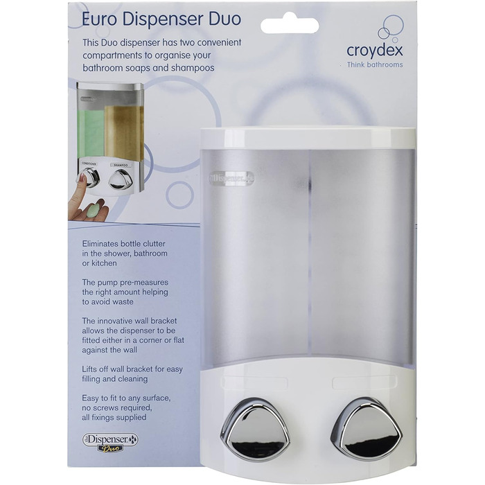 Диспенсер для мила подвійний Croydex Euro Duo, білий