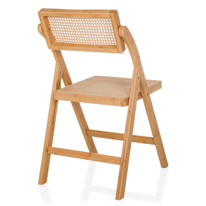 Складане обіднє крісло TUDELA BAMBOO з бамбука та ротанга, коричневе, hjh LIVING