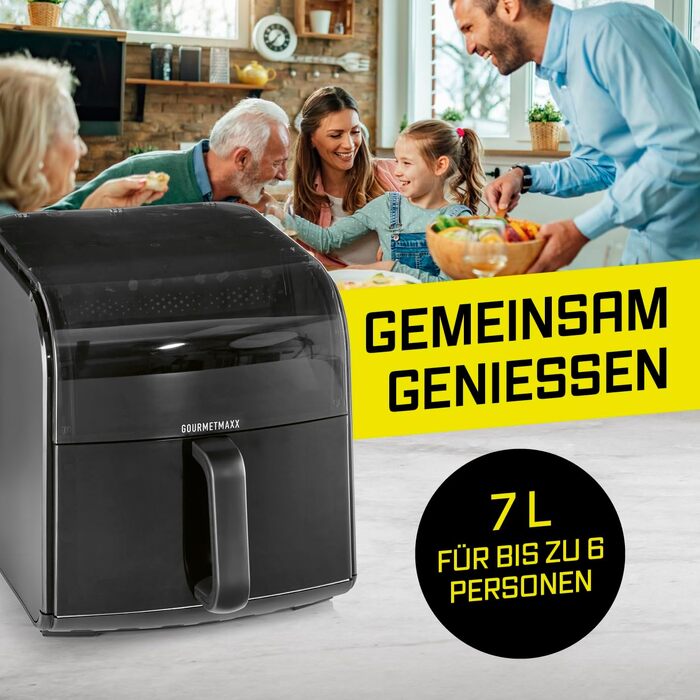 Аерофритюрниця GOURMETmaxx AirGenius 10L з двома камерами по 5л, 10 програм, сенсорний екран, для 8 осіб