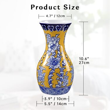 Ваза керамічна Hollyone Blau und Weiß 27 см з квітковим малюнком у стилі Chinoiserie для дому та квітів