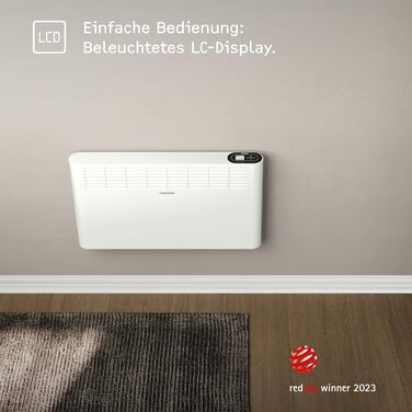 Електричний конвектор STIEBEL ELTRON CNS 2000 Plus LCD, 2 кВт, для 25 м², білий, енергозберігаючий, металевий корпус, LCD-дисплей, тижневий таймер, TÜV сертифікат